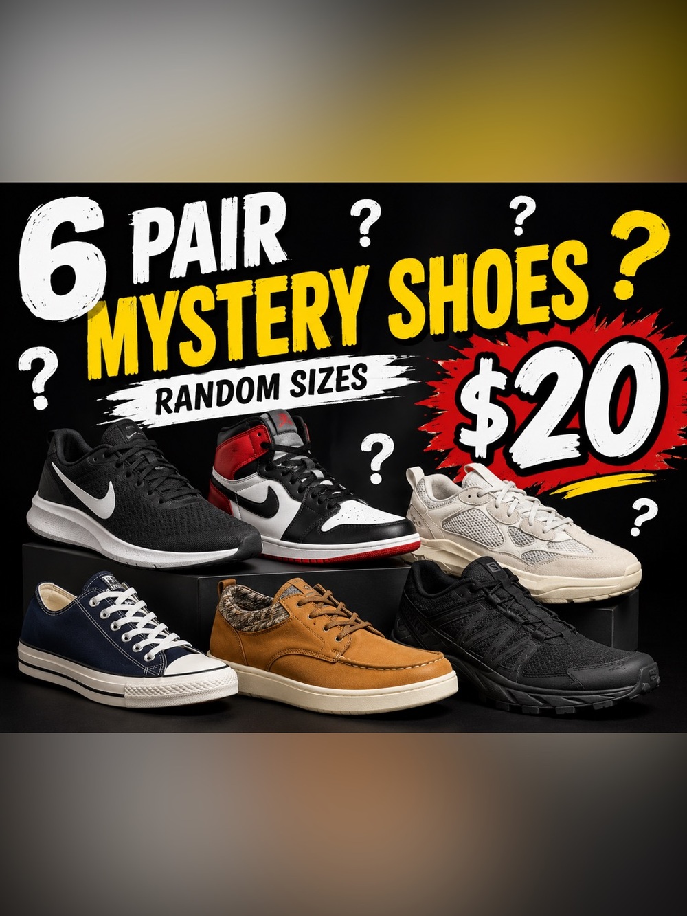 Mystery Men’s Shoe Pack - Black, White, Navy, Tan, Cream - Mixed Brands
